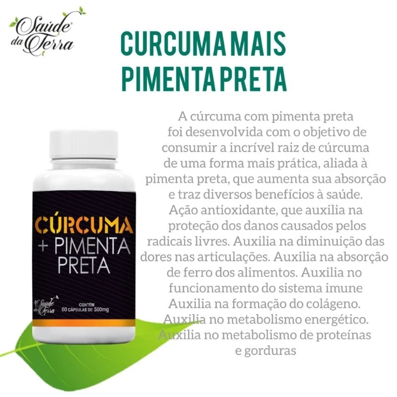 Cúrcuma c/ Pimenta Preta Saúde da Terra - 60 CAPS